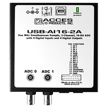 gaben Midlertidig liberal USB-AI16-2A Dual Channel 16-Bit 2MS/Second Simultaneous Analog/Digital  Input Board - ACCES I/O Products